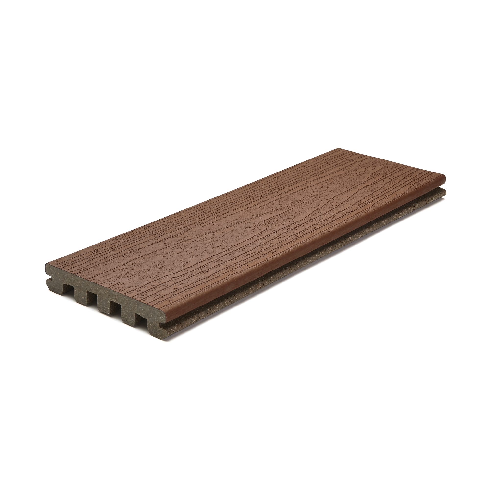 Trex Enhance® 12-in Composite Decking Sample in Saddle Enhance